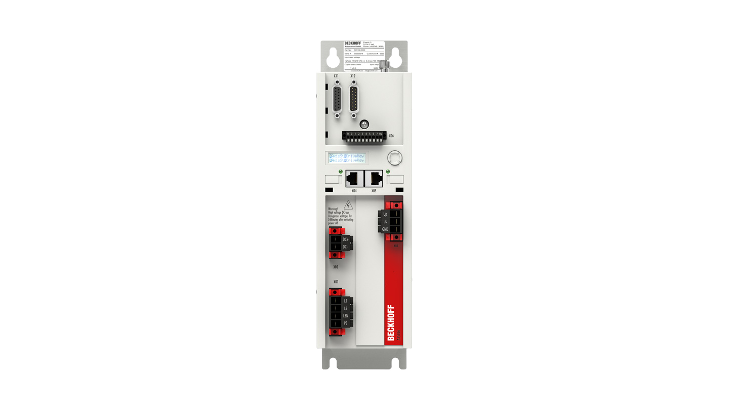 AX5106-0000-0202 | servokäyttö; kanavan nimellislähtövirta: 6 A; verkkoprotokolla: EtherCAT; nimellinen syöttöjännite: 3 × 100…480 V AC ±10 %