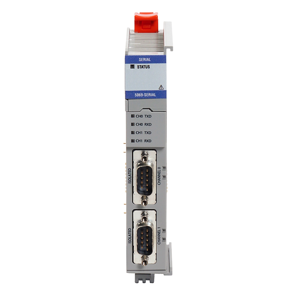 5069-SERIAL | sarjaliikennemoduuli; kanavien määrä: 2; sarjaliitännät: RS-232, RS-422 ja RS-485; tuetut toimintatilat: Generic ASCII, Modbus RTU ja Modbus ASCII
