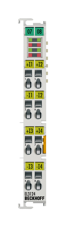 EL3124 | analog input module; number of inputs: 4 (differential); signal current: 4…20 mA; input filter cut-off frequency: 5 kHz