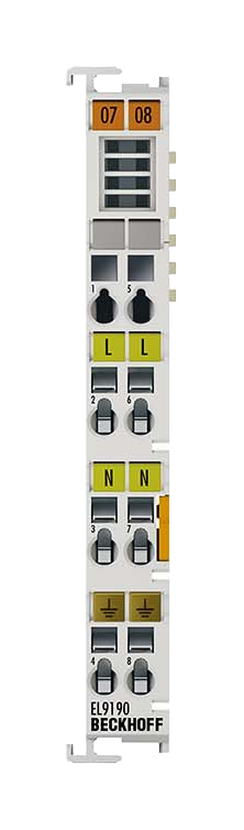 EL9190 | potential-supply terminal; network protocol: EtherCAT; nominal voltage: 0…230 V AC/DC; current load: ≤ 10 A