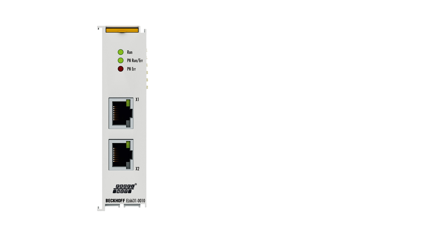 EL6631-0010 | kenttäväylän tiedonsiirtomoduuli; kanavien määrä: 1; porttien määrä: 2 (kytketty); verkkoprotokolla: PROFINET RT