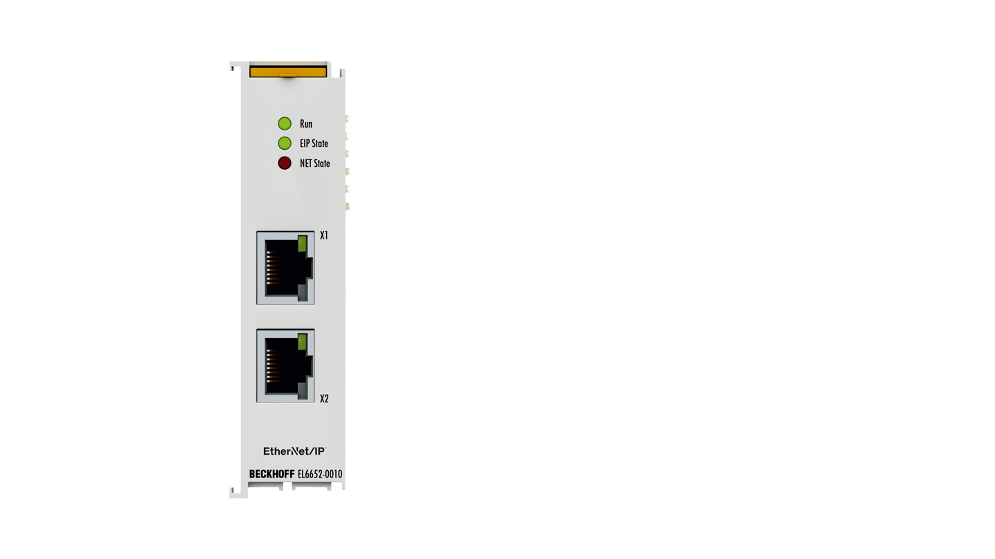 EL6652-0010 | fieldbus communication terminal; technology: EtherNet/IP™ adapter terminal; number of channels: 1; number of ports: 2 (switched)
