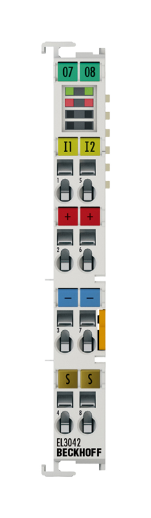 EL3042 | analog input module; number of inputs: 2 (single-ended); signal current: 0…20 mA; input filter cut-off frequency: 1 kHz