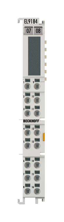 EL9184 | potential-distribution terminal; number of outputs: e.g.: 8 x 24 V contact, 8 x 0 V contact; network protocol: EtherCAT; current load: ≤ 10 A