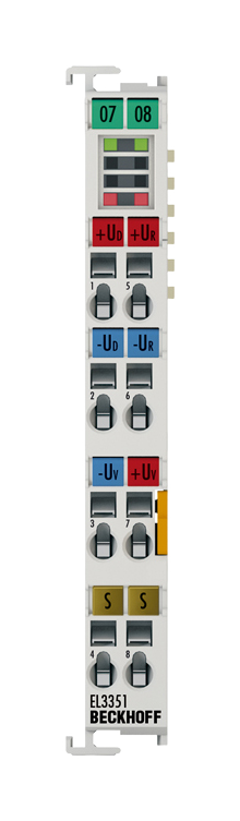 EL3351 | analog input module; input filter cut-off frequency: 50 Hz default setting, parameterizable; conversion time: 2.5…800 ms, configurable, max. 400 samples/s