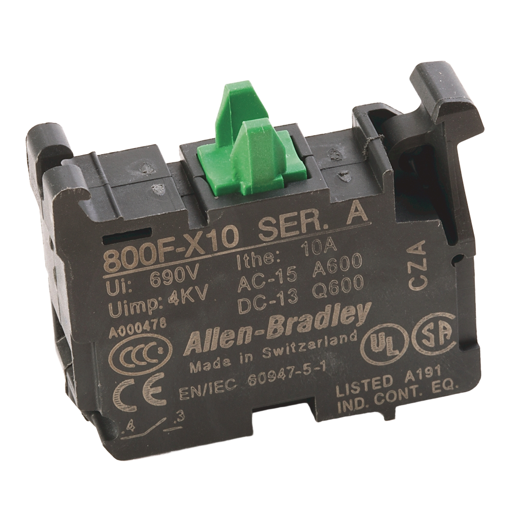 800F-X10 | control-device contact block; contact block configuration: 1 NO; termination technology: Screw clamp; contact block durability: 1.0E7