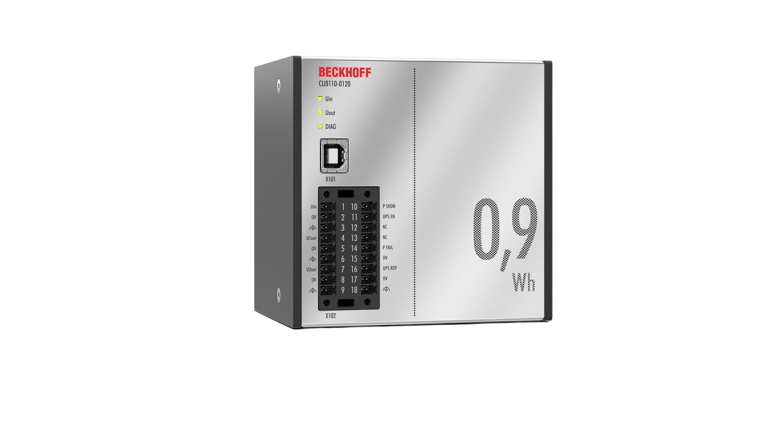 CU8110-0120 | DC UPS module; housing: metal housing for mounting on norm rail TS35x15 2.3; storage technology: EDLC (capacitive); capacity: 0.9 Wh, product image 1